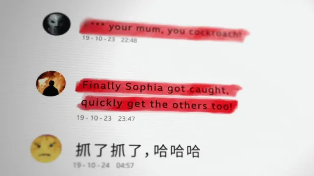 Screenshot of abusive social media posts against Huang