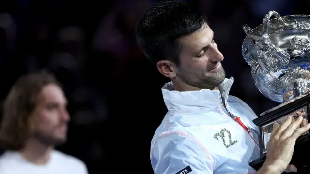 Stefanos Tsitsipas and Novak Djokovic