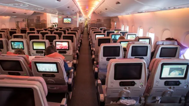 Asientos en un avión de Emirates