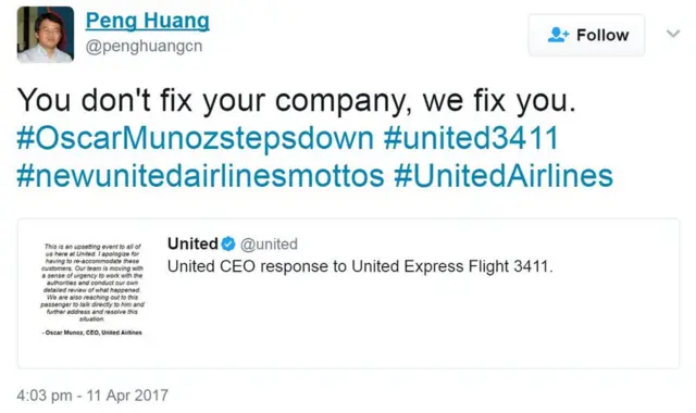 Twitter评论：Peng Huang‏