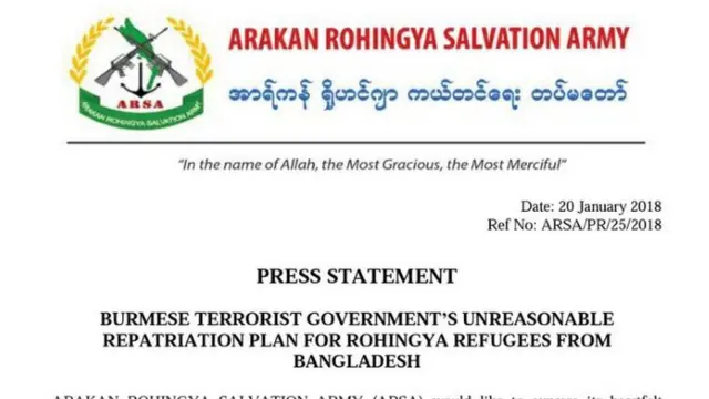 အာဆာအဖွဲ့က တွတ်တာ လူမှုကွန်ရက်မှာ ထုတ်ပြန်တဲ့ ကြေညာချက်