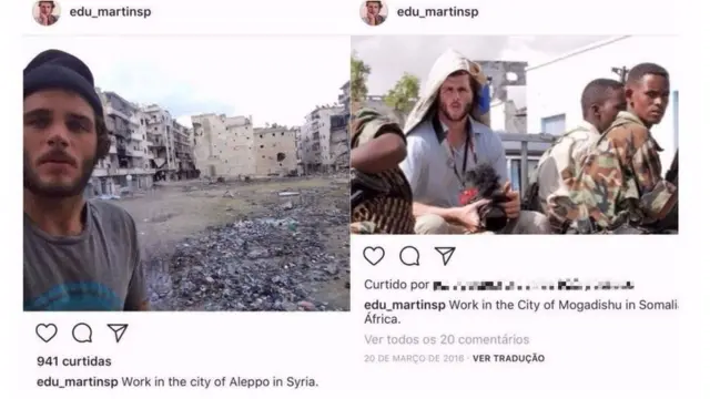 Montagem com imagens do suposto fotógrafo