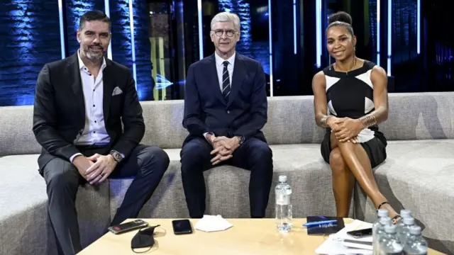 Pascal Zuberbuhler, French coach Arsene Wenger and Laura Georges