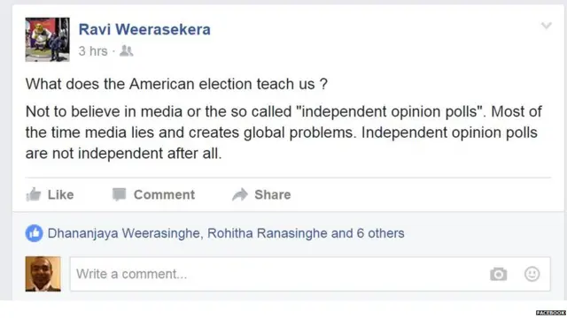 රවී වීරසේකර ගේ ප්‍රතිචාරය