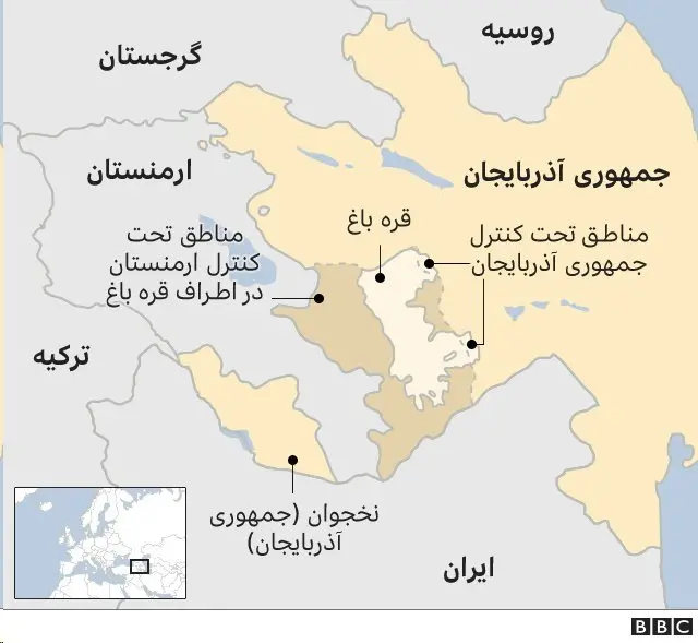 نقشه جمهوری آذربایجان و ارمنستان
