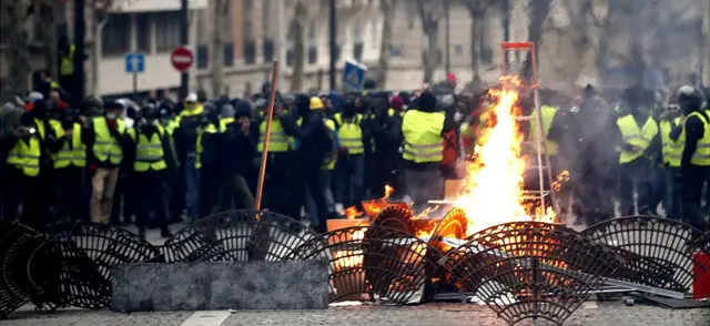 Yellow vest protest in Paris, 8 Dec 18