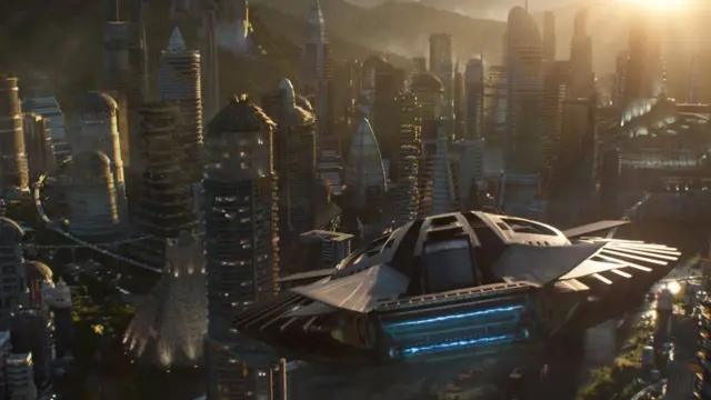 Космический корабль летит над Вакандой