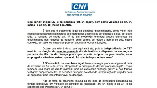 Nota da CNI