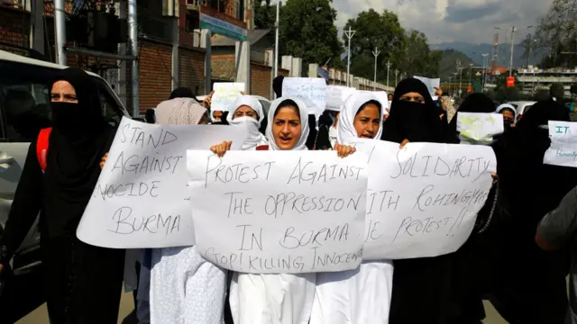 Rohingya, protes, Myanmar, Khasmir