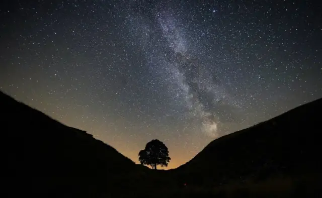 Sycamore Gap, Hadrian's Duvarı, Crag Lough, Northumberland