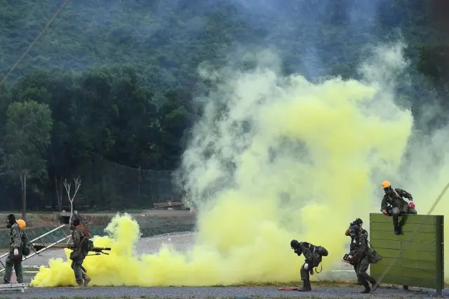 Military personnel from Mali take part in the "Emergency Area" competition round at the Mieu Mon National Training Center in Hanoi, Vietnam, 31 August 2021,