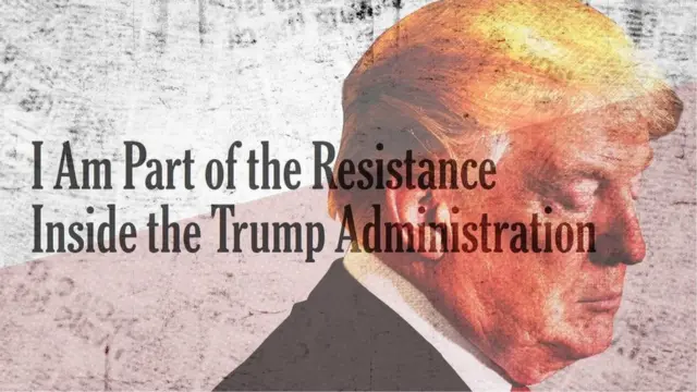 Composite image of President Trump and NYT headline