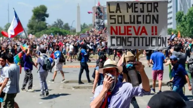 Manifestantes no Chile