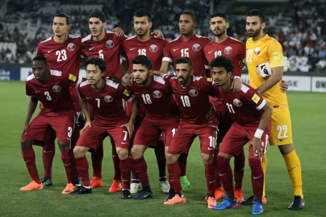 Selección de Qatar en un partido de 2017.