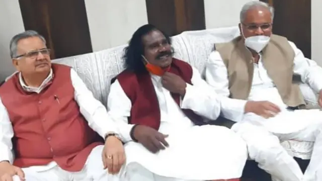 नंद कुमार साय, रमन सिंह और भूपेश बघेल के साथ