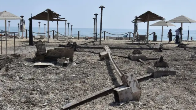 На пляжі поблизу Катанії, що на Сицилії, вогонь підійшов впритул до моря