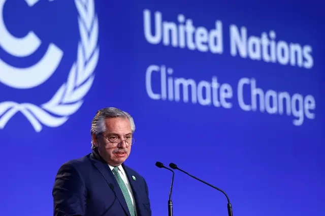 El presidente argentino Alberto Fernández en la COP26
