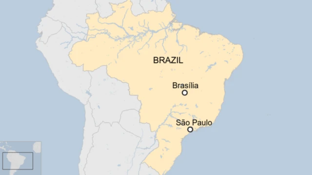 Map of Brazil with São Paulo and capital Brasília