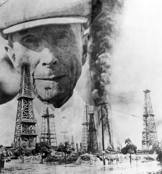 Imagen de Rockefeller detrás de pozos de petróleo