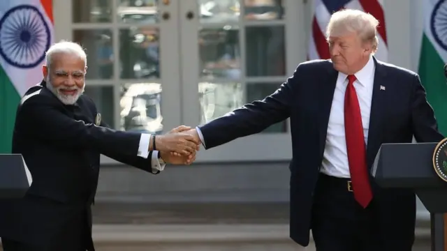 مودي وترامب خلال اللقاء في البيت الابيض