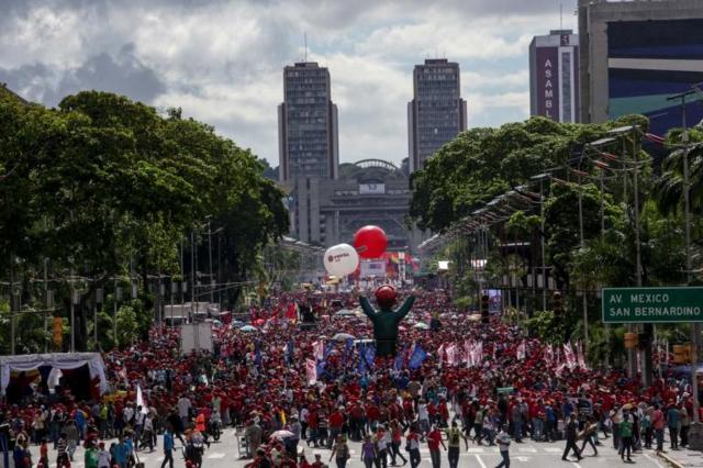 Manifestación a favor del gobierno en Venezuela.