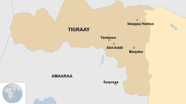 Kaartaa magaalota Naannoo Tigraay agarsiisu