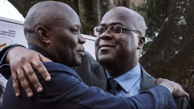Vital Kamerhe (kushoto) na Felix Tshisekedi