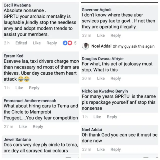 Ghana people as dem dey react to di Uber wars