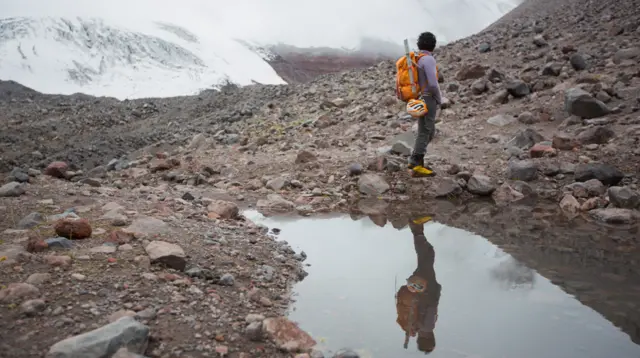 Juliana García en el volcán Antisana