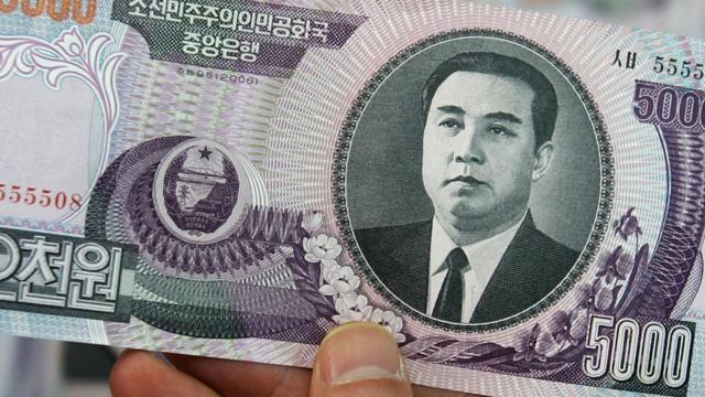 North Korean 5,000-won banknote showing Kim Il-sung