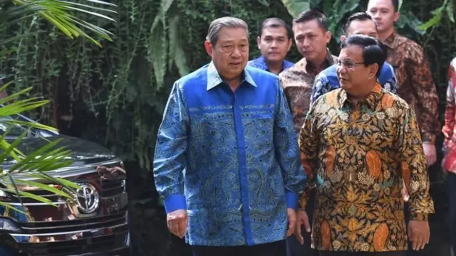 Presiden RI ke-6 Susilo Bambang Yudhoyono dan Prabowo Subianto saat menjajaki kemungkinan koalisi dalam Pilpres 2019.
