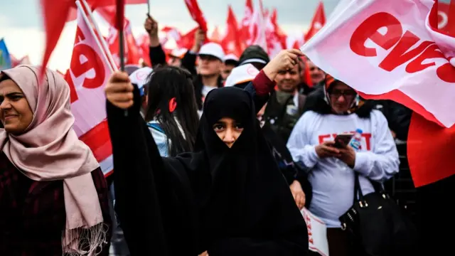 Manifestación a favor del "Sí" en Turquía.