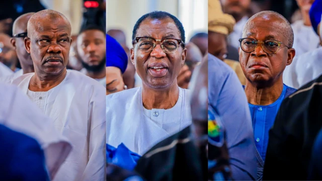 Ibikunle Amosun, Senator Gbenga Daniel and Adegboyega Oyetola dey in attendance
