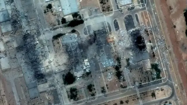 इस्फहान अणुकेंद्रावर झालेल्या हल्ल्यानंतरची सॅटेलाईट इमेज