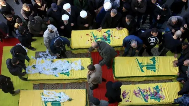 Mazishi ya wafuasi watano wa Hezbollah
