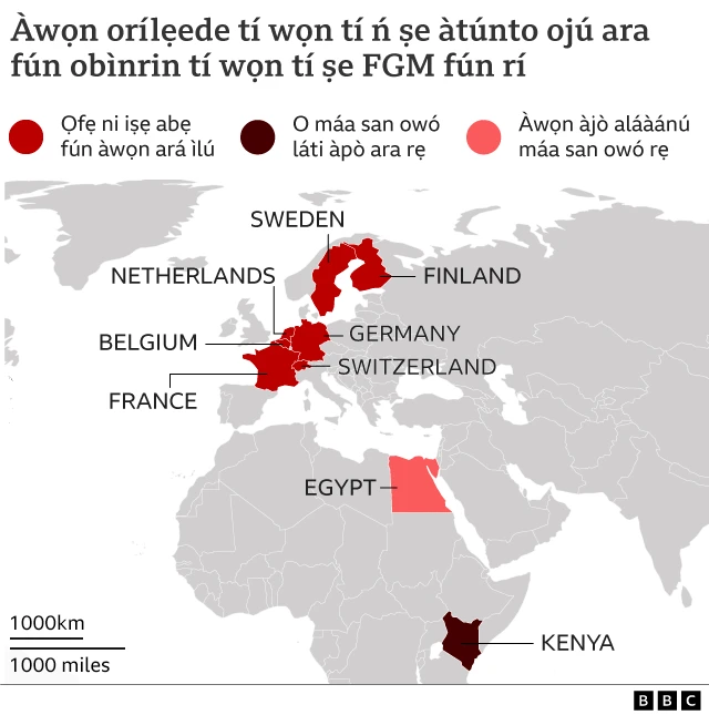 Atọka awọn orilẹde ti wọn n sanwo iṣẹ-abẹ naa fun awọn obinrin 