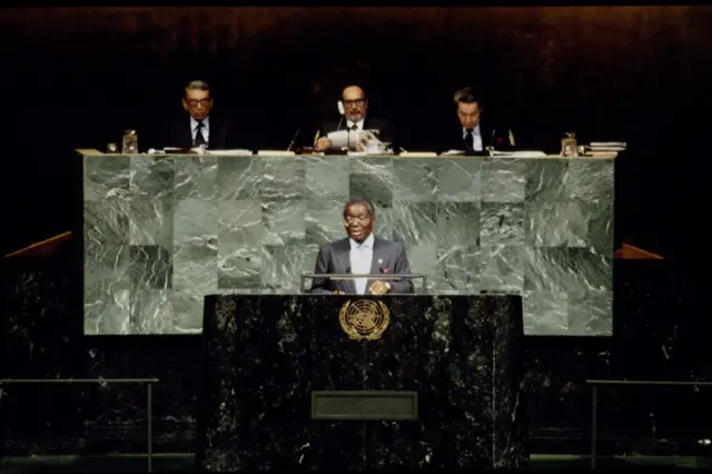 Ernest Shonekan a zauren Majalisar Dinkin Duniya