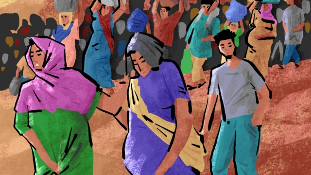 ነፍሰ ጡር ሴቶችን ጨምሮ ስደተኞች የሰሃራ በረሃን ሲያቋርጡ የሚያሳይ ምስል