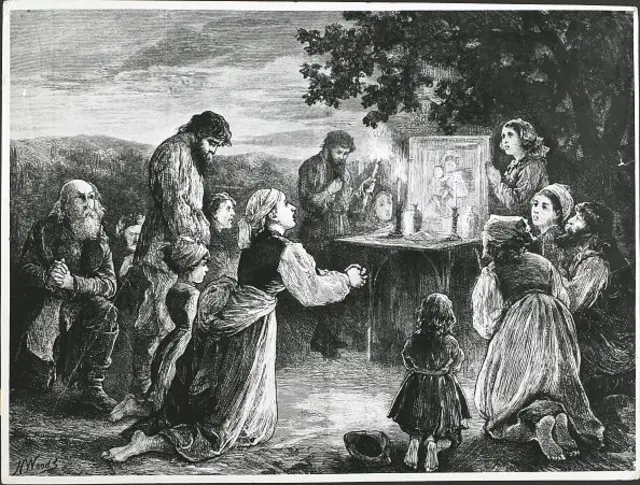 Польська родина молиться біля придорожної каплиці поблизу Кракова, малюнок 1873 року 