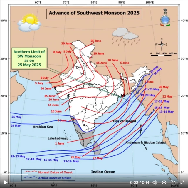 এ বছরের মনসুন কীভাবে এগোবে – ভারতের আবহাওয়া বিভাগের পূর্বাভাস মানচিত্র
