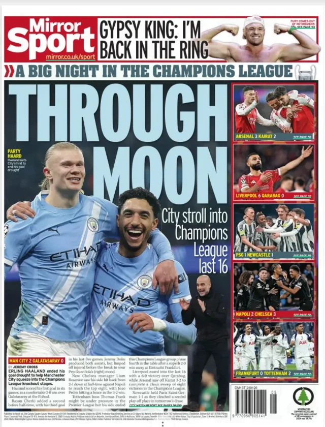 Daily Mirror gazetesinin bugünkü sayısı