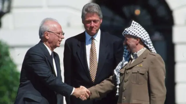 رابین و عرفات و کلینتون