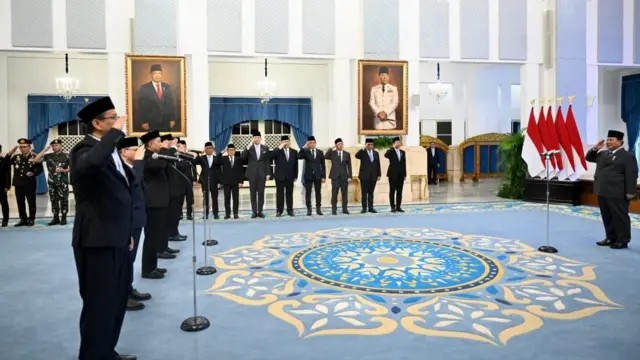 Presiden Prabowo melantik empat menteri dan satu wakil menteri di Istana Negara, Senin (08/09).