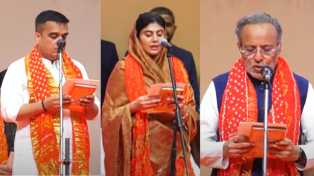 ગુજરાત મંત્રીમંડળ વિસ્તરણ ભાજપ ભૂપેન્દ્ર પટેલ નરેન્દ્ર મોદી અમિત શાહ હર્ષ સંઘવી, બીબીસી ગુજરાતી ભાજપ ગુજરાતીમાં સમાચાર ગુજરાત સરકાર સૌરાષ્ટ્ર પરષોત્તમ સોલંકી રાઘવજી પટેલ જયેશ રાદડિયા કૉંગ્રેસ આમ આદમી પાર્ટી રિવાબા જાડેજા અર્જુન મોઢવાડિયા