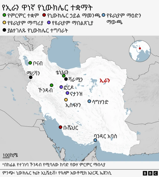 የኢራን ዋነኛ የኒውክሌር ተቋማት