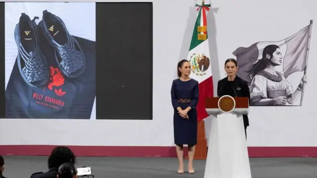 Marina Núñez y Claudia Sheinbaum en la conferencia de prensa el viernes