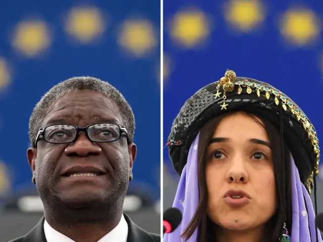 Naadiyaa fi ogeessi fayyaa Kongoo Deniis Mukwegee bara 2018 Badhaasa Nobeelii Nagaa waliin injifataniiru
