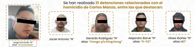 Las fotos y nombres de cinco detenidos por el caso Carlos Manzo