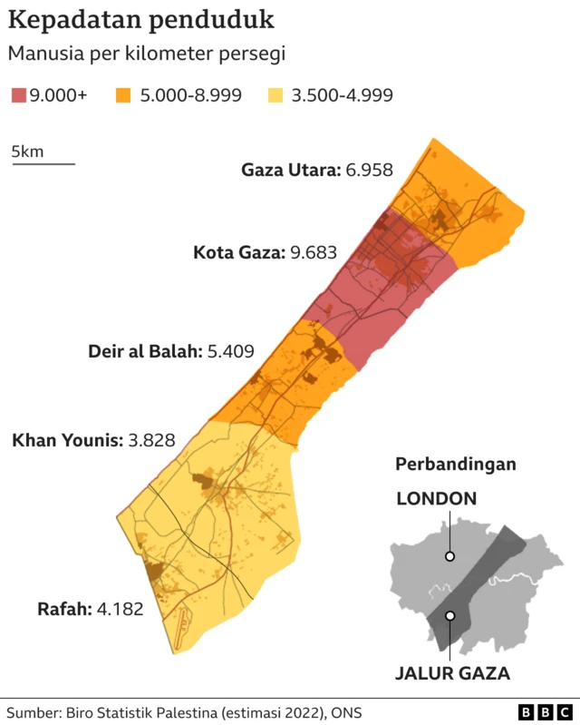 peta penduduk gaza
