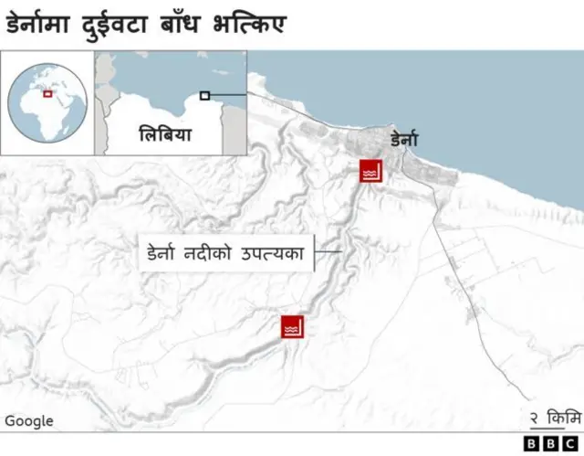 डेर्ना सहरको नक्सा